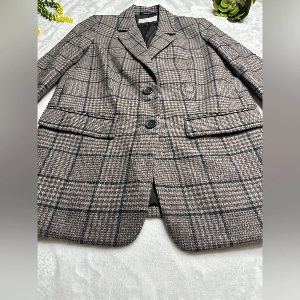 Everlane the Italian Wool Oversized Blazer Jacket in Glen Plaid Womens Size 00